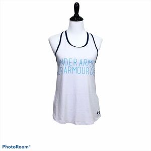 Under Armour Heat Gear loose fit racer back pale gray tank